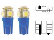Lâmpada LED 2825 Pingão T10 12V 5 LEDs SMD Azul - Torre - PAR
