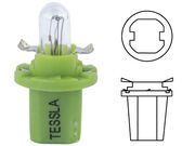 Lâmpada com Soquete Verde 2,0W 12V BX8.5D Base/Soquete Verde